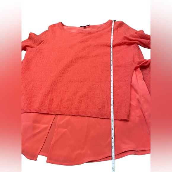 St. John Mohair, Alpaca, Silk Coral Pink Drape Oversized Burnout Sweater- Medium - Picture 9 of 13